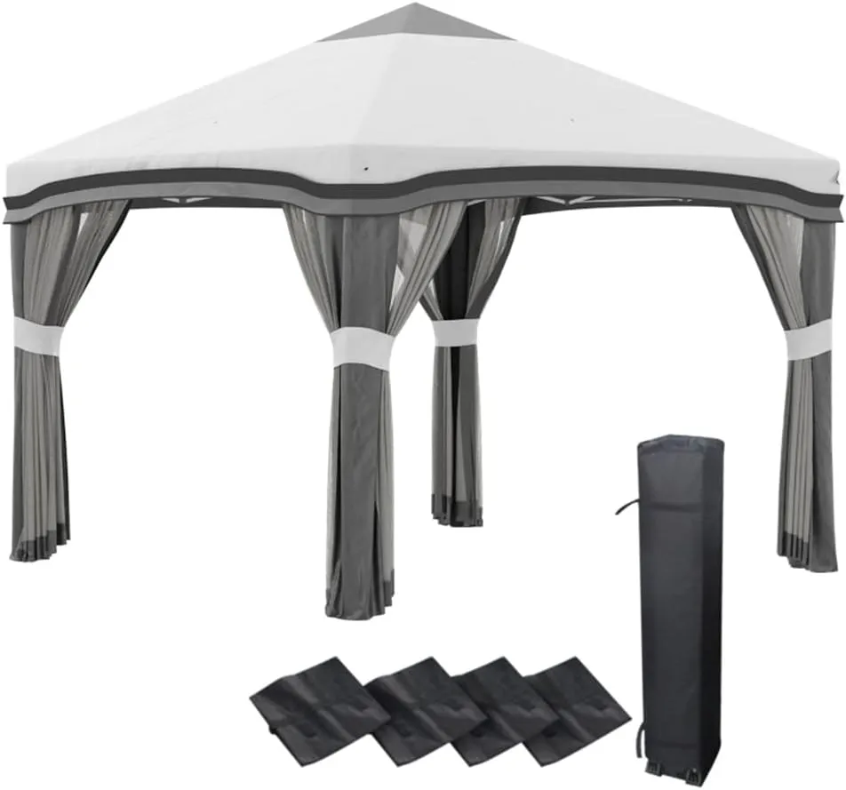 10' X 10' Pops Up Canopy with Netting, Foldable Tents for Parties, for Wedding Festival Activities,GrayHighlights