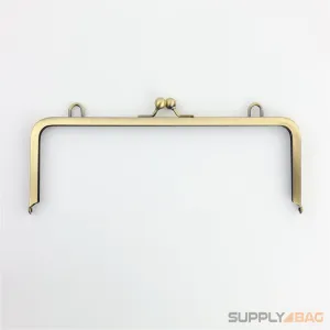 10 x 3 1/2 inch - Large Antique Brass Clutch Frame with Chain Loops Atop