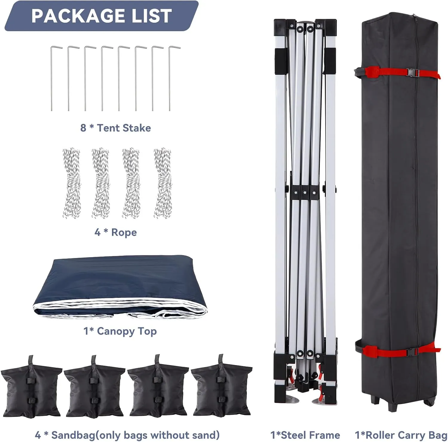 10x10 Ft Pop Up Canopy Tent with 1 Sidewall, Instant Portable Shelter with Vented Roof and Wheeled Carry Bag, Outdoor Sun Shade for Beach, Camping, Patio, Bonus 4 Canopy Sand Bags, Navy Blue