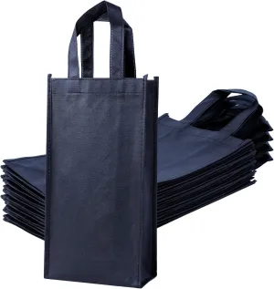 12pcs Wine Tote Bags for 2 Bottles - Reusable Double Bottle Gift Bags, 7"3.9"14" Non-Woven Fabric With Handle for Halloween, Party, Wedding
