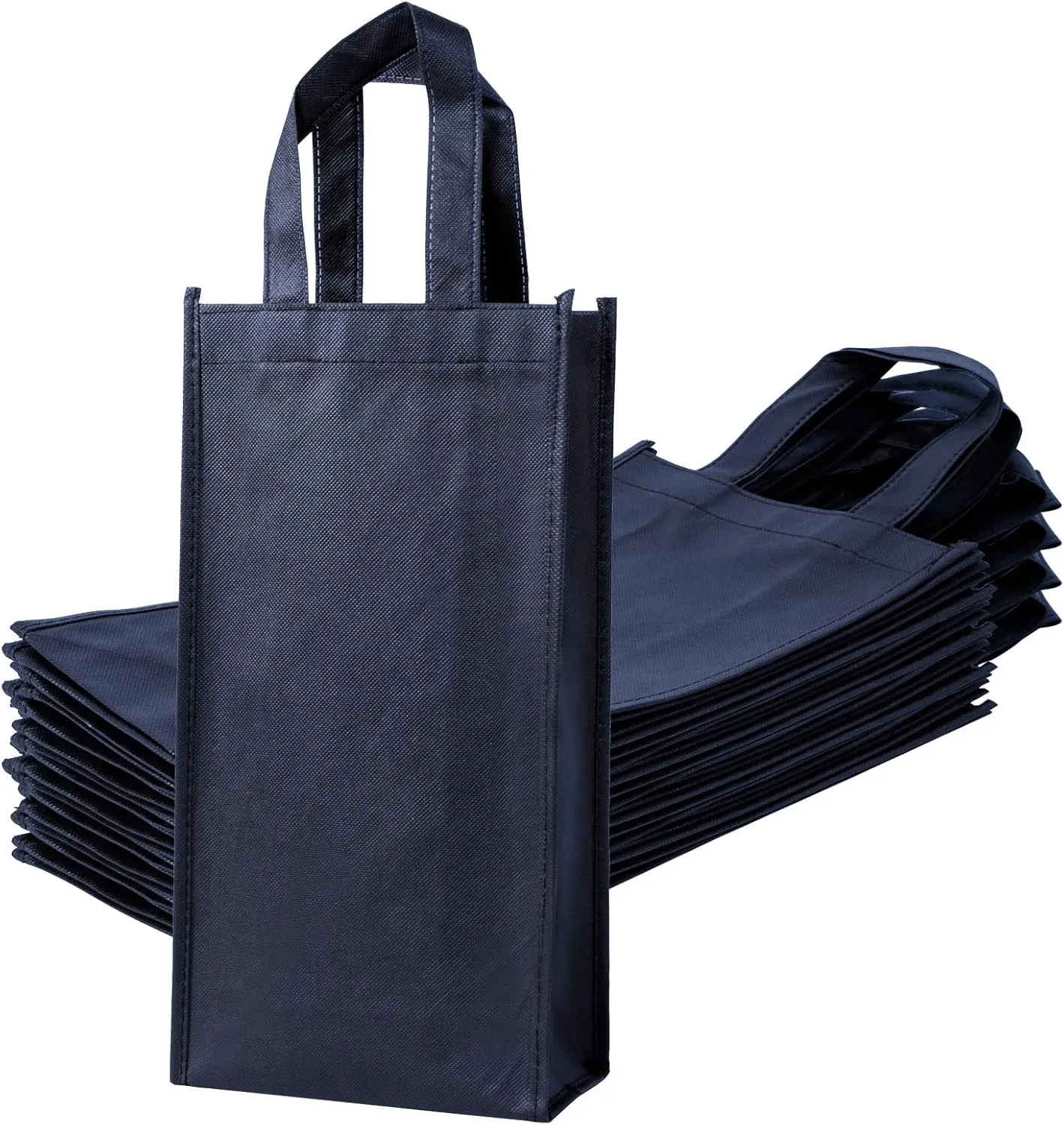 12pcs Wine Tote Bags for 2 Bottles - Reusable Double Bottle Gift Bags, 7"3.9"14" Non-Woven Fabric With Handle for Halloween, Party, Wedding