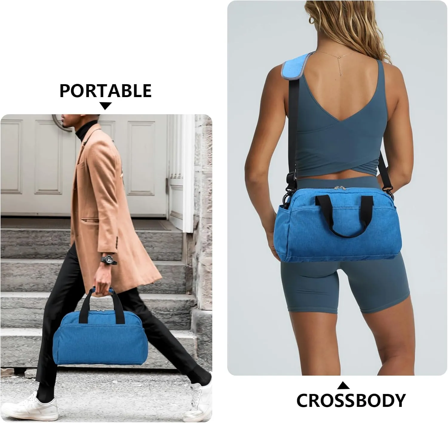 14 inch Small Gym Bag for Women & Men, Mini Duffel Bag for Travel Sports Lightweight Carry On Bag,Navy Blue