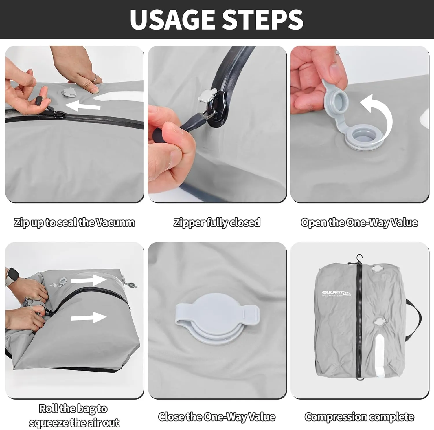 2 Pack Reusable Vacuum Bags for Travel,Waterproof Professional IP67 Zipper Reusable Vacuum Compression Bags,Space Saver Bags for Suitcases Backpack(No Pump)