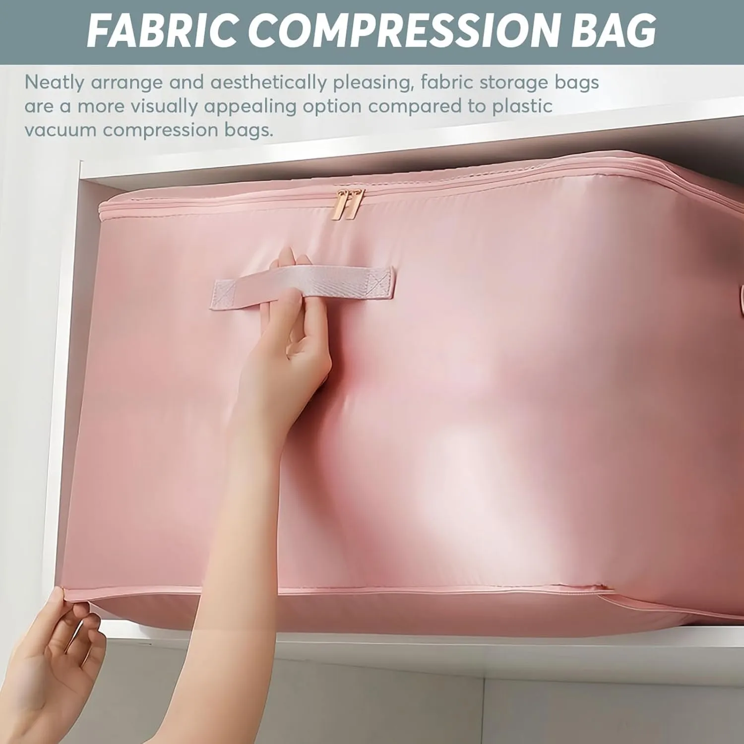 2 Pcs Ultra Space Saving Self Compression Organizer, Comforter Storage Bag, Moving Bag for Comforters, Clothes, Blankets, Bedding, College (54×42×60cm, Gray)