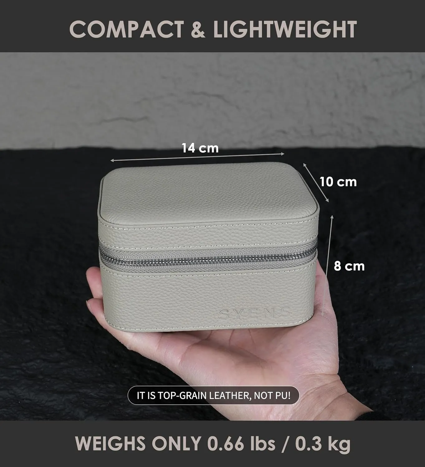 2 Watch Travel box Real Top-grain Leather Two Watch Roll Case for Man and Women Watch Packing Box Storage Organizer with Suede to Protection Zipper Fit All Watches Up to 60mm (2W-Z-GYL)