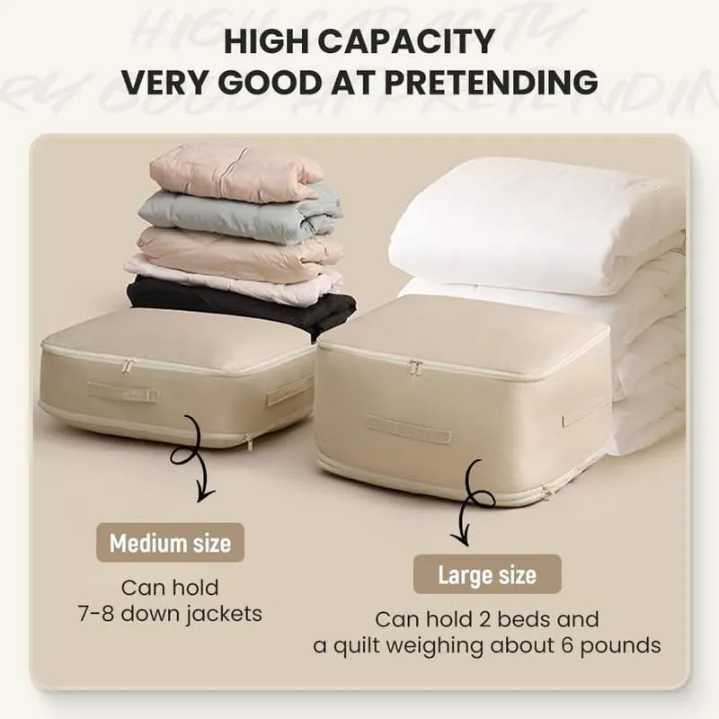 2024 New Space Saving Self Compression Organizer,Compression Duvet Storage Bag Large Capacity,Self Compression Moving Organizer Bags Heavy Duty Moving Bags for Comforters, Blue