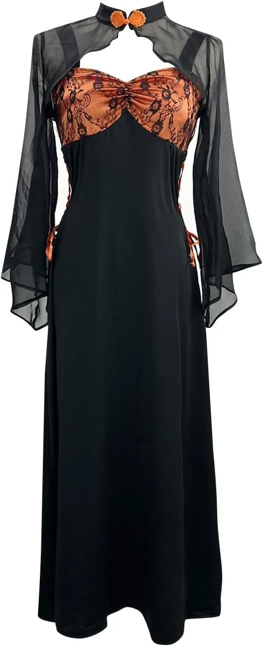 2024 Women's Halloween Dress 1950s Vintage Plus Size Evening Prom Dresses Lace Maxi Dress with Cover Ups