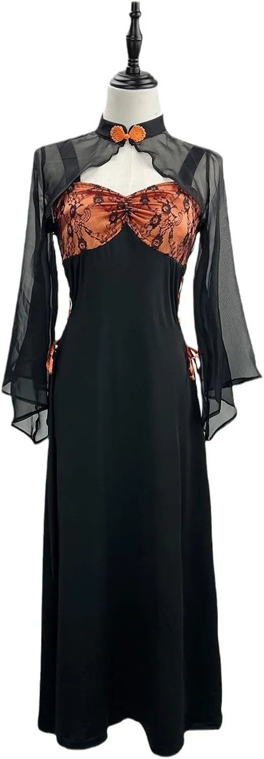 2024 Women's Halloween Dress 1950s Vintage Plus Size Evening Prom Dresses Lace Maxi Dress with Cover Ups