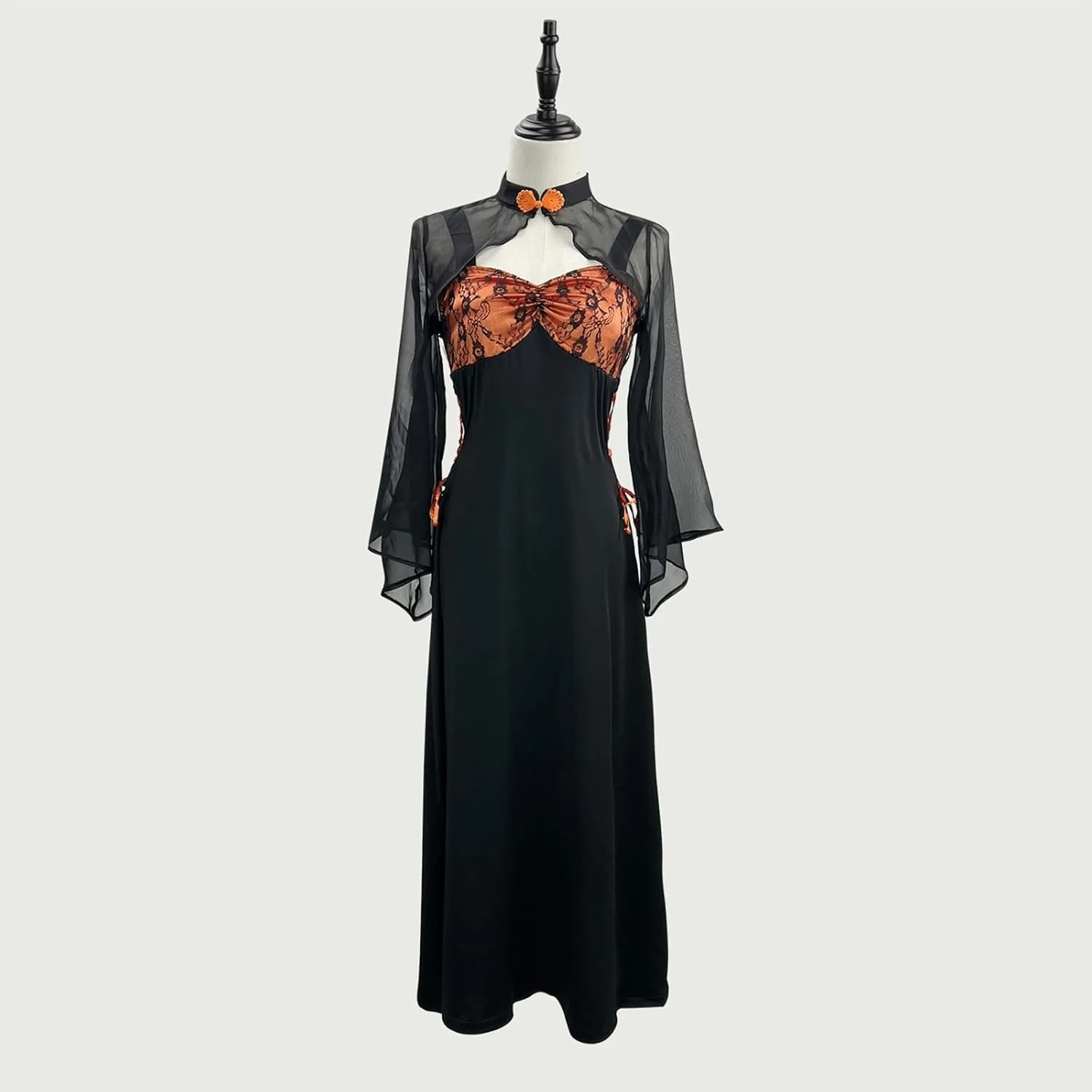 2024 Women's Halloween Dress 1950s Vintage Plus Size Evening Prom Dresses Lace Maxi Dress with Cover Ups