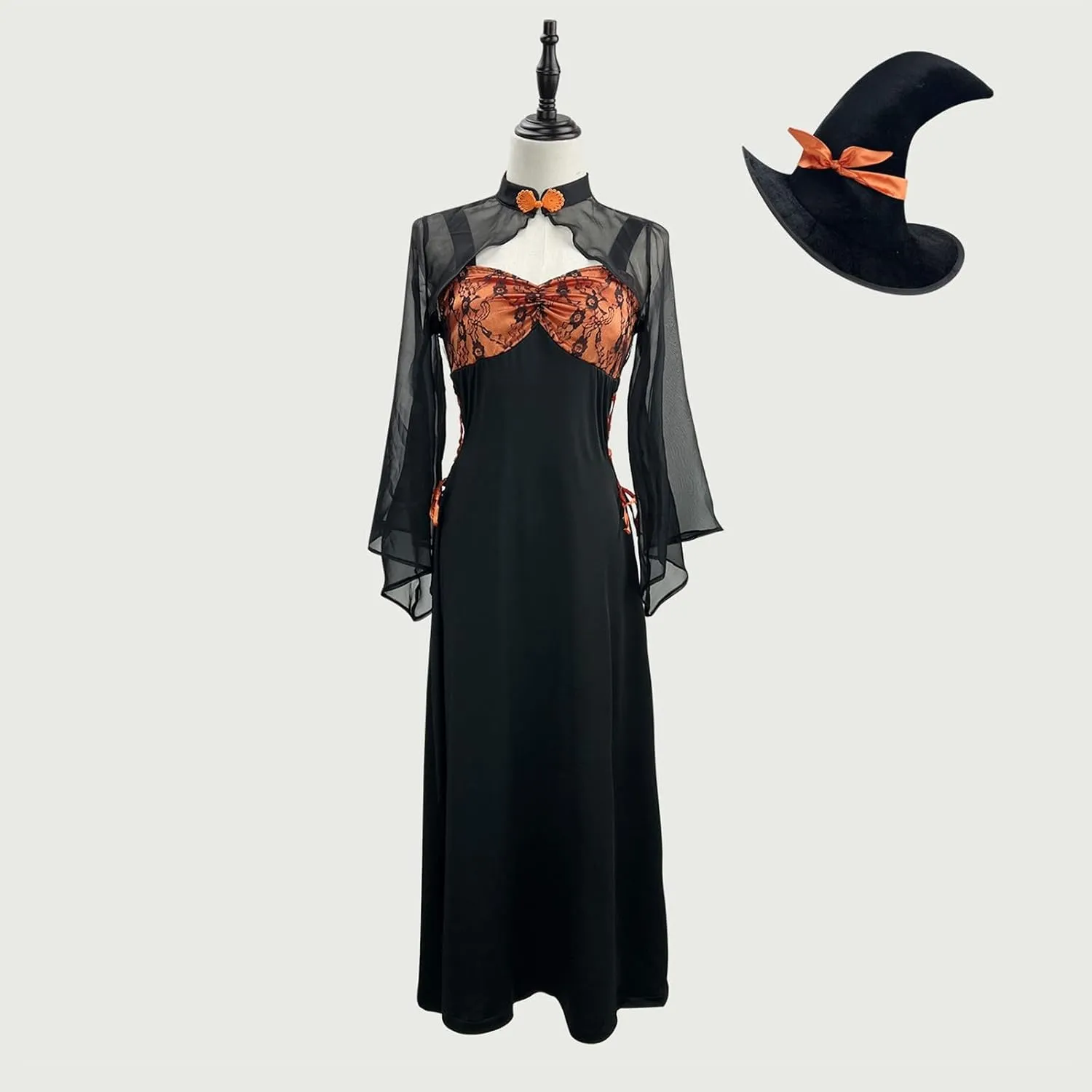 2024 Women's Halloween Dress 1950s Vintage Plus Size Evening Prom Dresses Lace Maxi Dress with Cover Ups