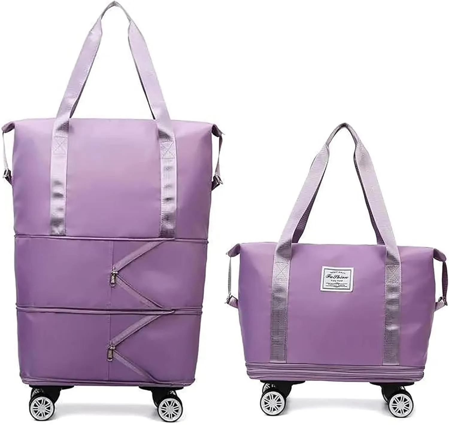 2025 Beente Travel Bag with Wheels, Large Capacity with Removable Universal Wheels Tote Luggage for Easy Travel (Dark Purple)