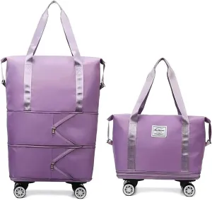 2025 Beente Travel Bag with Wheels, Large Capacity with Removable Universal Wheels Tote Luggage for Easy Travel (Dark Purple)