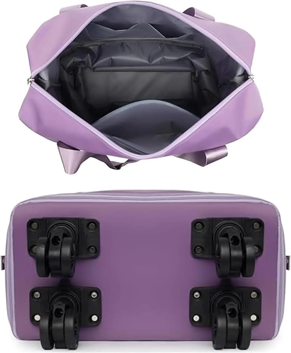 2025 Beente Travel Bag with Wheels, Large Capacity with Removable Universal Wheels Tote Luggage for Easy Travel (Light Purple)
