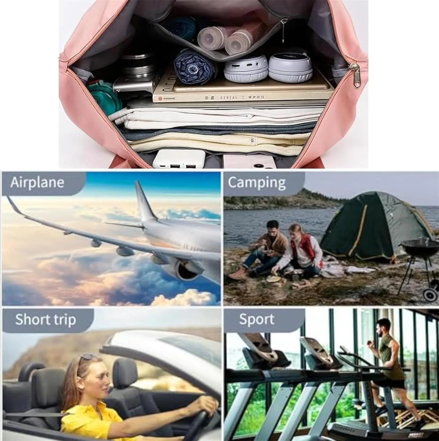 2025 Beente Travel Bag with Wheels, Large Capacity with Removable Universal Wheels Tote Luggage for Easy Travel (Light Purple)