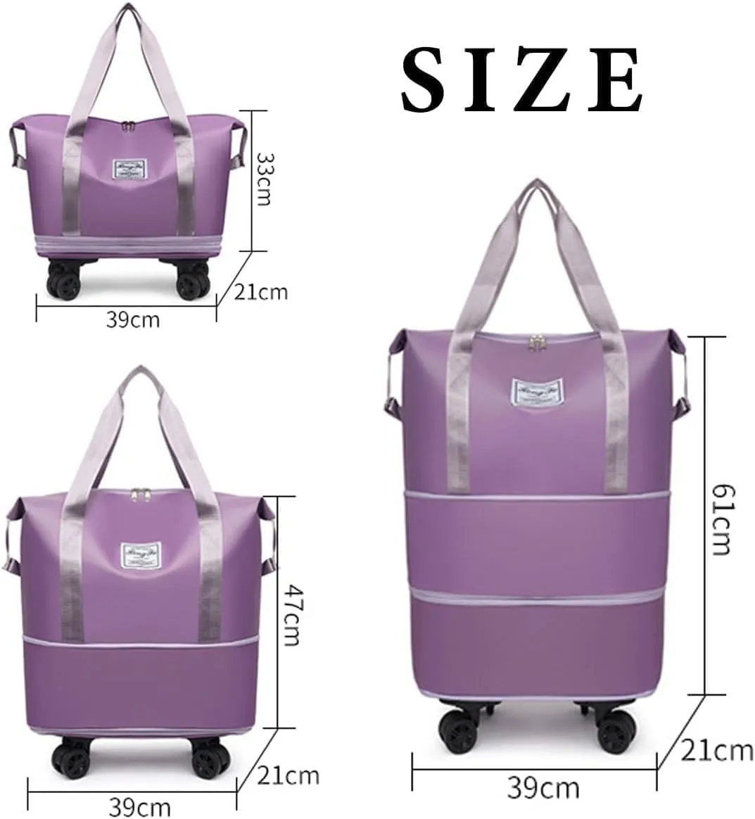 2025 new large capacity travel bag - universal wheel removable, Expandable Foldable Duffle Bag,Large Capacity Wide-Open, Dry and Wet Separation (light pink)
