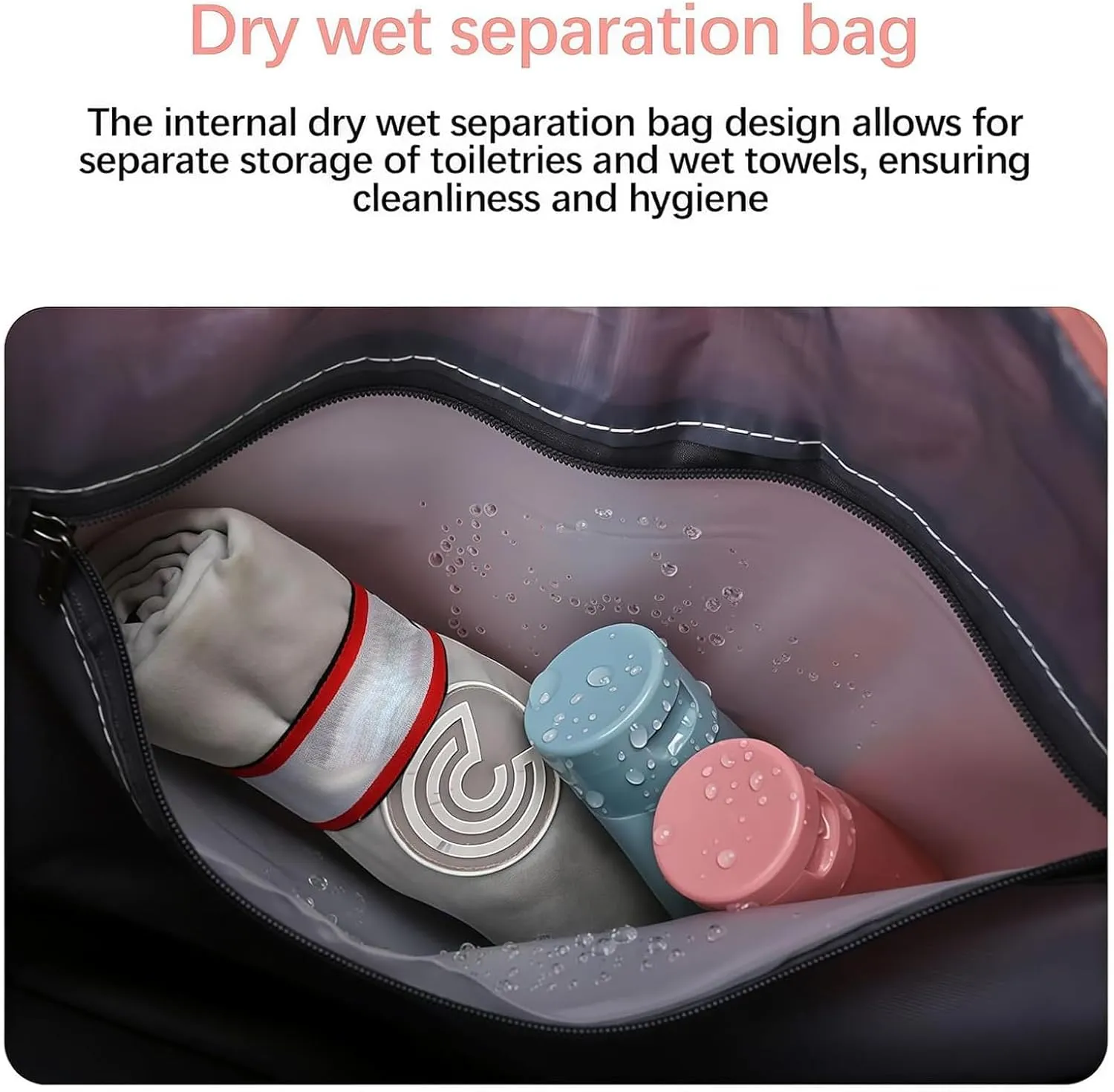 2025 new large capacity travel bag - universal wheel removable, Expandable Foldable Duffle Bag,Large Capacity Wide-Open, Dry and Wet Separation (light pink)