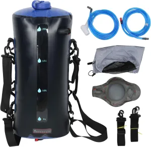 20L Portable Shower Bag, Outdoors Shower Water Bag with Pressure Foot Pump and Shower Nozzle for Hiking Camping