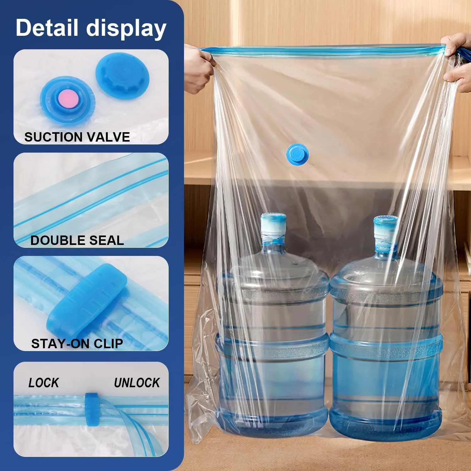 20Pack Vacuum Storage Bags, 5 Jumbo/5 Large/5 Medium/5 Small Vacuum Seal Bags for Clothing, Compression Space Saver for Comforters, Duvet, Blankets, Coverlet, Quilt