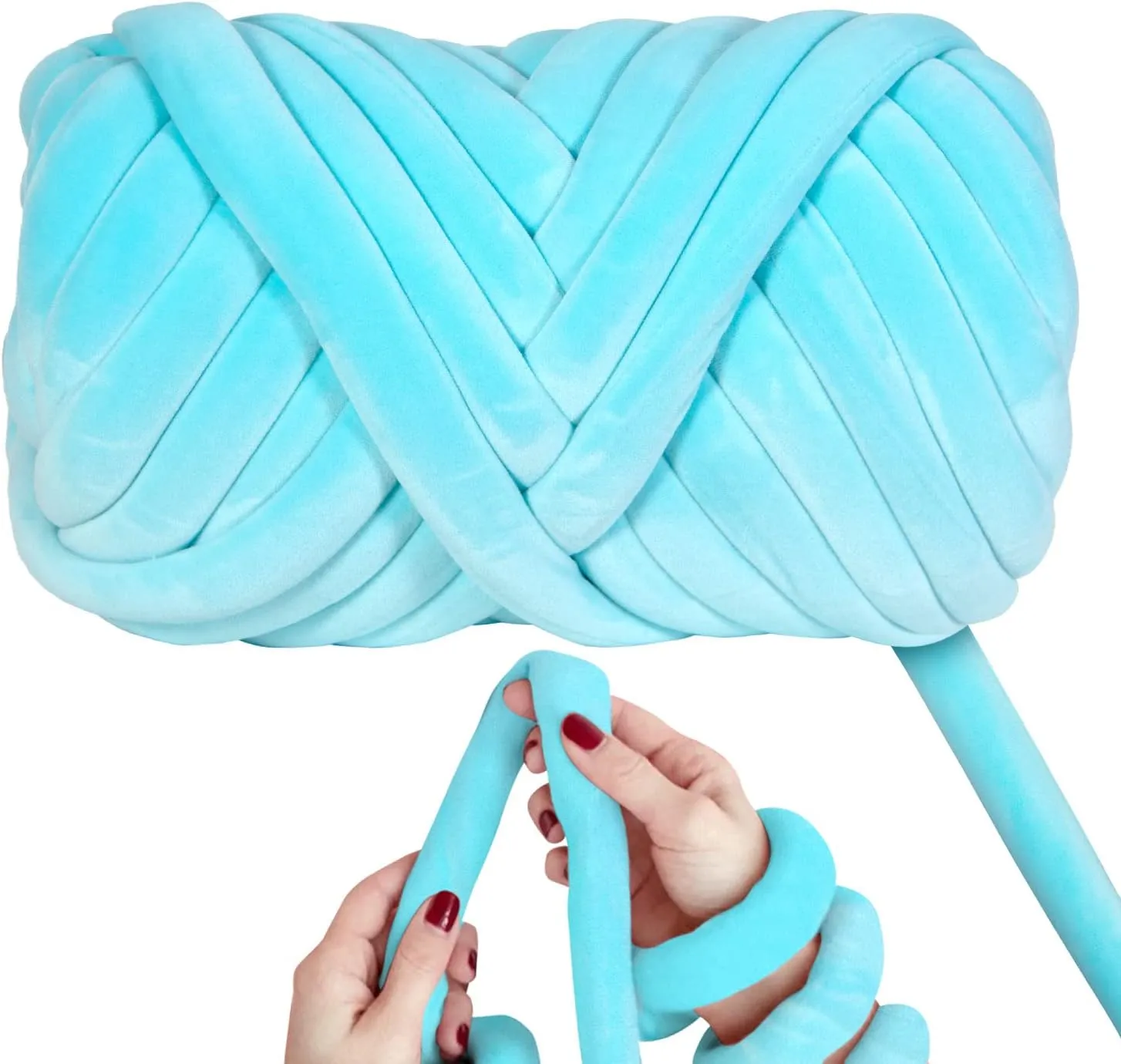 2.2 LBS of Super Soft Velvet Bulky Yarn for Hand Knitting Blanket, Pillows, Handbag, DIY, Arctic Blue, 36 Yards, Arm Knitting Yarn for Chunky Braided Knot Throw Blanket, Weave Craft Crochet