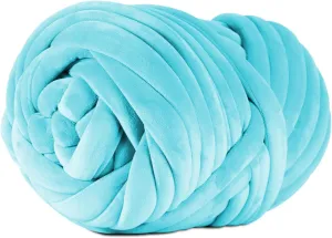2.2 LBS of Super Soft Velvet Bulky Yarn for Hand Knitting Blanket, Pillows, Handbag, DIY, Arctic Blue, 36 Yards, Arm Knitting Yarn for Chunky Braided Knot Throw Blanket, Weave Craft Crochet