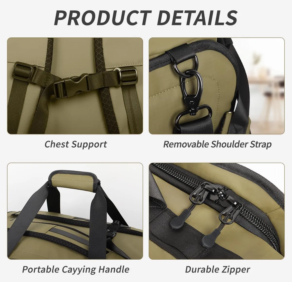 2in1 Travel Backpack Duffle Convertible Duffel Bag with Backpack Straps,40LGreen