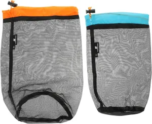 2Pcs Portable Drawstring Clothes Storage Bag Mesh Hammock Carrier for Travel Organize Clothing Accessories Lightweight Versatile Compression Bags