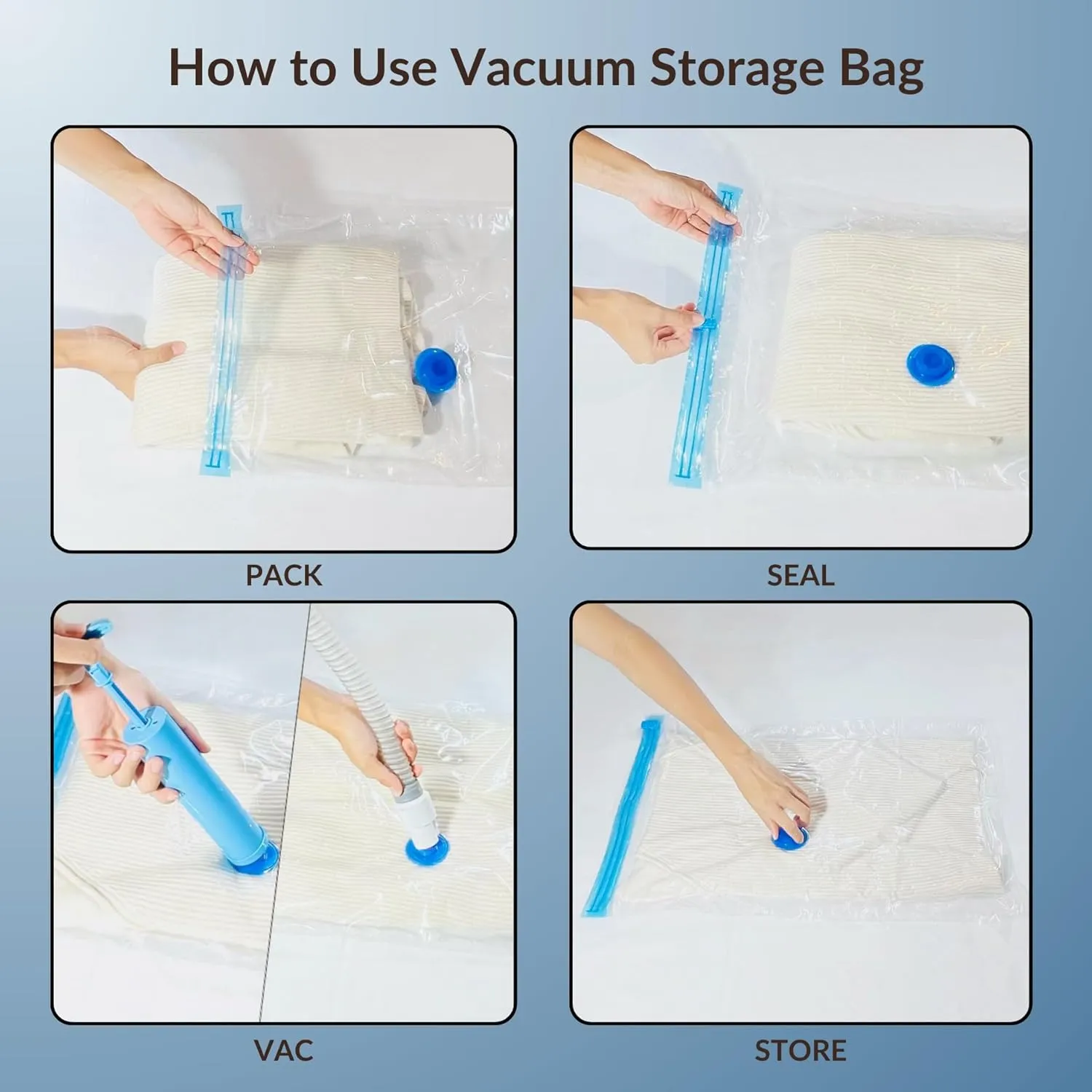 35 Pack Vacuum Storage Bags with Pump, Compression Space Saver for Comforters, Bedding, Blanket Storage, Vacuum Seal Bags for Clothing, Luggage and Closet Organizer, Safe Poly Material