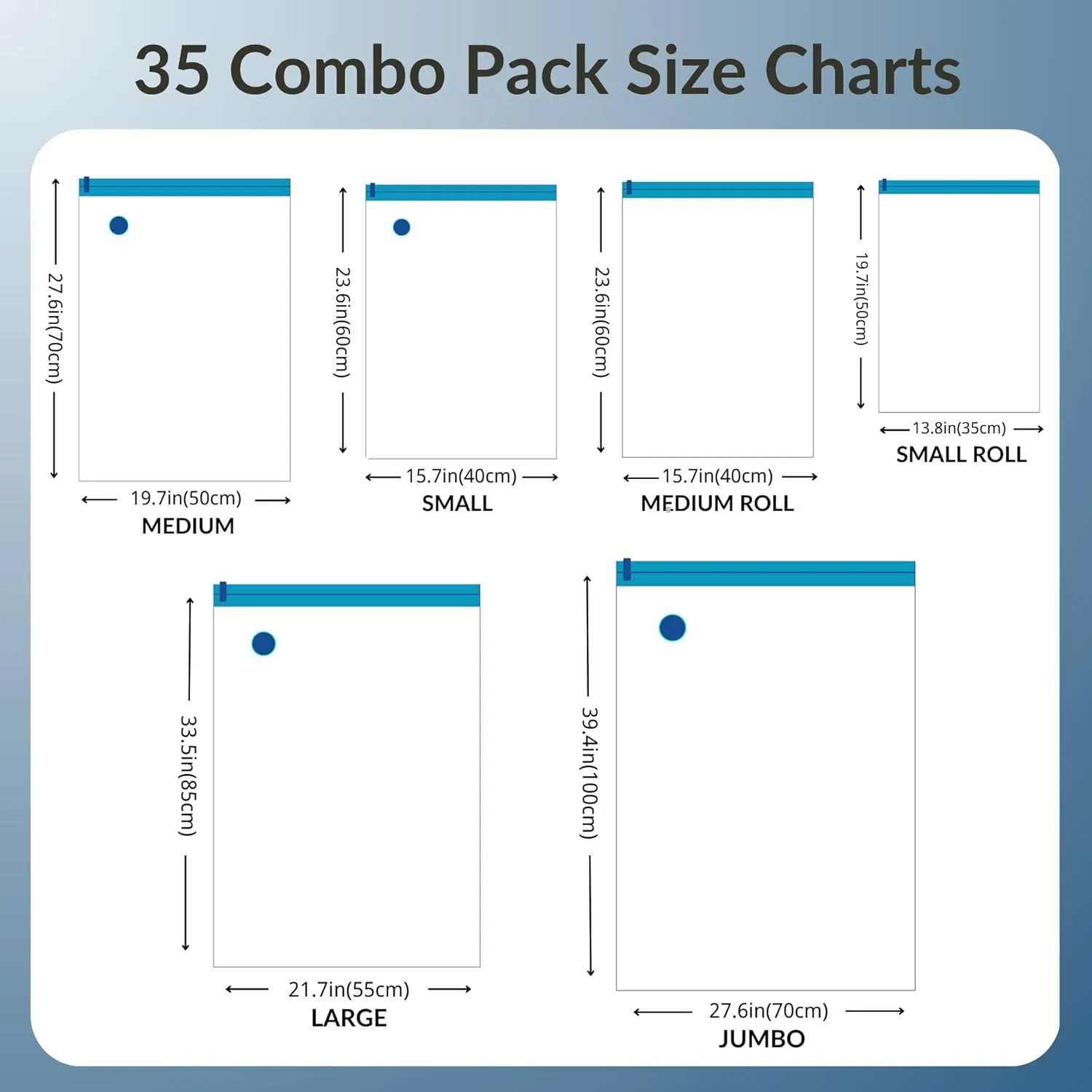 35 Pack Vacuum Storage Bags with Pump, Compression Space Saver for Comforters, Bedding, Blanket Storage, Vacuum Seal Bags for Clothing, Luggage and Closet Organizer, Safe Poly Material
