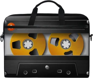 3D Music Cassette Tape Funny Laptop Case Bag Sleeve Portable/Crossbody Messenger Briefcase Convertible w/Strap Pocket for MacBook Air/Pro Surface Dell ASUS hp Lenovo 15-15.4 inch