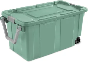 40 Gallon Wheeled Industrial Tote Plastic Adult, Green Sage, Set of 2