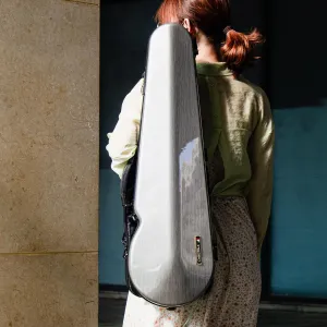 4/4 Full Size Violin case High-Strength Carbon Fiber Triangle Violin Music Bag With Combination Lock and Extra Bag Gray Violin Hard Case (VB-Trianglee-SilveryGray spot)