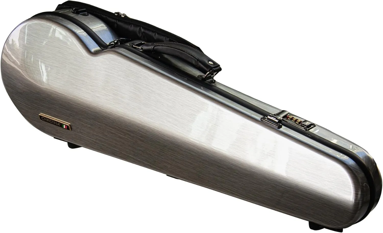 4/4 Full Size Violin case High-Strength Carbon Fiber Triangle Violin Music Bag With Combination Lock and Extra Bag Gray Violin Hard Case (VB-Trianglee-SilveryGray spot)