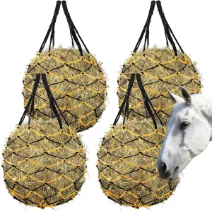 4PCS Hay Net for Horses,Slow Feed Hay Bag for Horses Goat Sheep,Regulate Intake of Hay hence Improve Digestion, Hanging Hay Feeder Bag for Horses Stable Stall Paddock Rest Toy