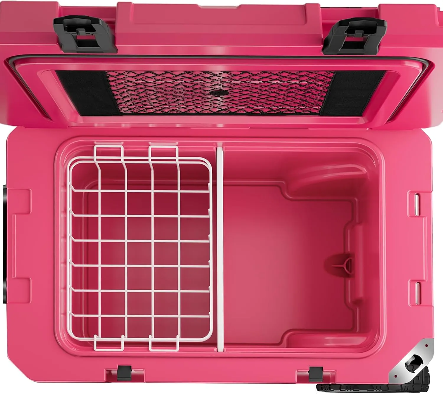 55 Quart Cooler with Wheels, Ice Chests Portable Camping Cooler Holds Ice up to 6 Days, Leak-Proof Outdoor Insulated Cooler with Handle, Cup Holders, Hard Cooler for Camping, Beach, Boat