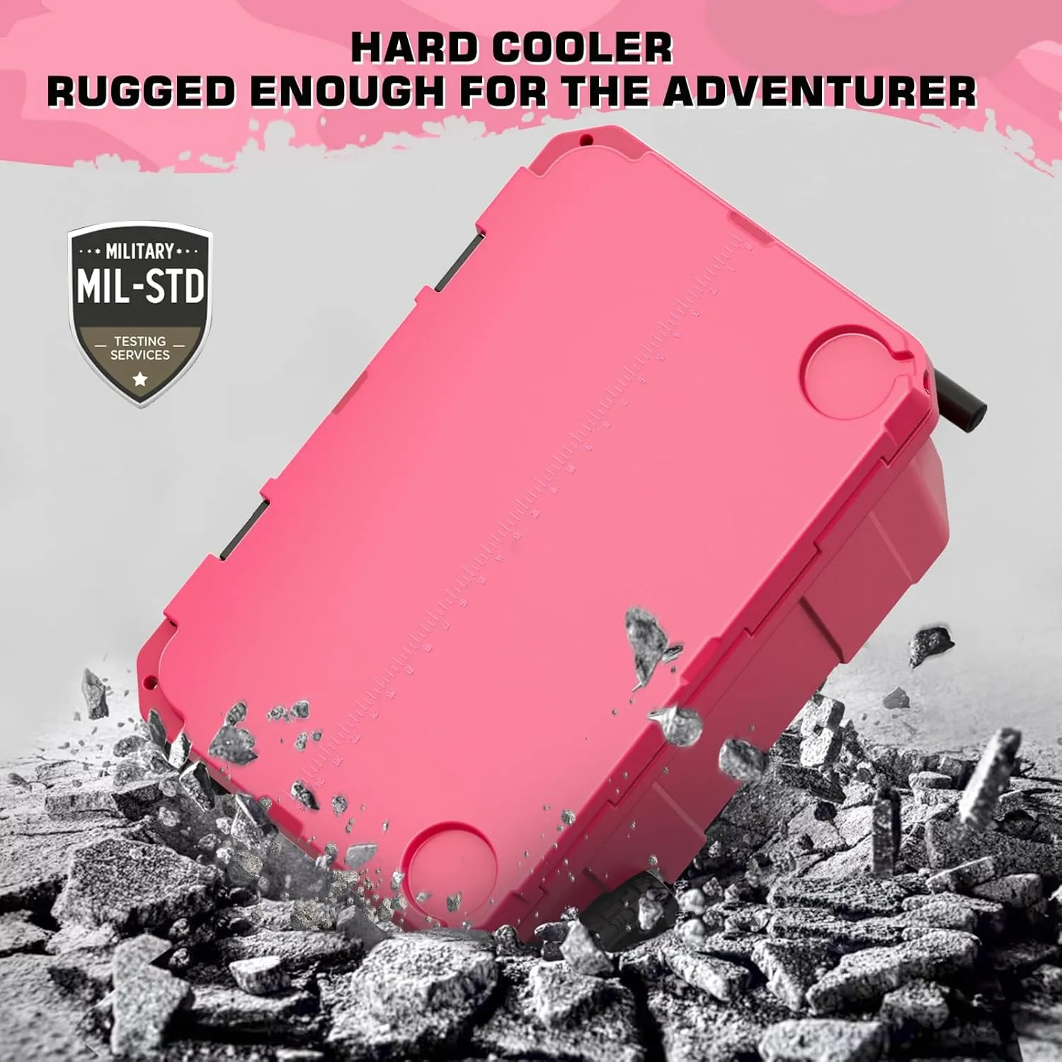 55 Quart Cooler with Wheels, Ice Chests Portable Camping Cooler Holds Ice up to 6 Days, Leak-Proof Outdoor Insulated Cooler with Handle, Cup Holders, Hard Cooler for Camping, Beach, Boat