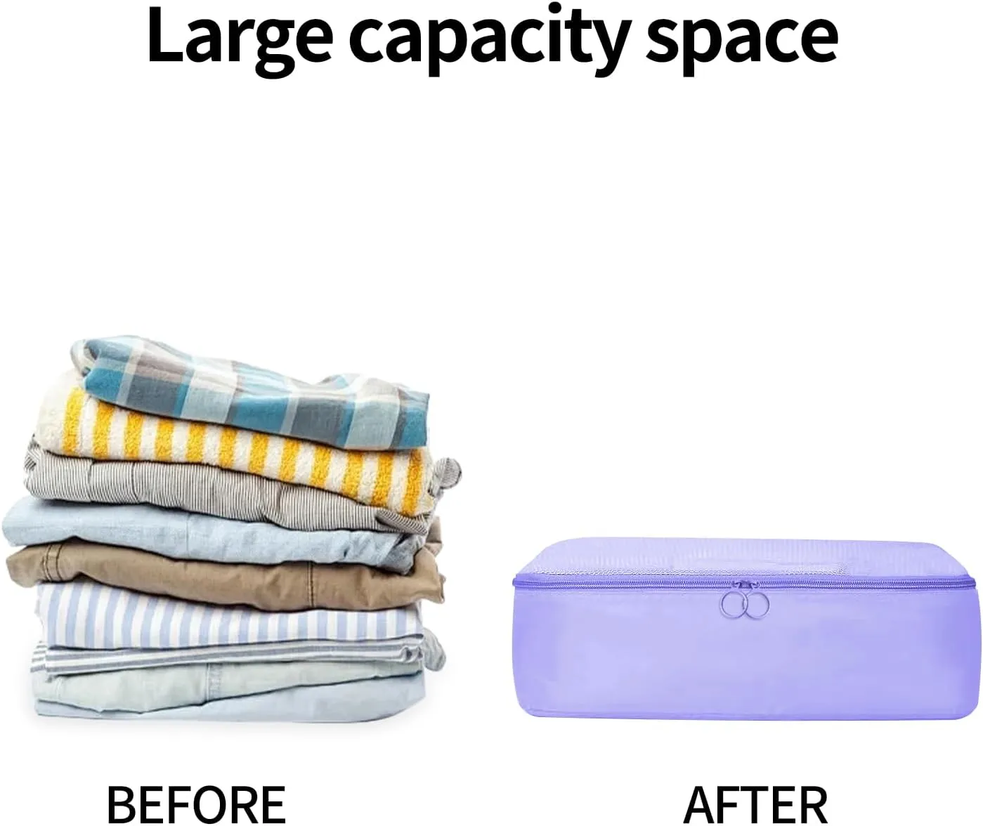 6 Set Compression Packing Cubes For Travel,Lightweight Travel Essentials,Luggage Organizers for Suitcase,Travel Accessories Bags for Clothes,Shoes,Electronics,Cosmetics Toiletries(Pale Purple)