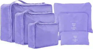 6 Set Compression Packing Cubes For Travel,Lightweight Travel Essentials,Luggage Organizers for Suitcase,Travel Accessories Bags for Clothes,Shoes,Electronics,Cosmetics Toiletries(Pale Purple)