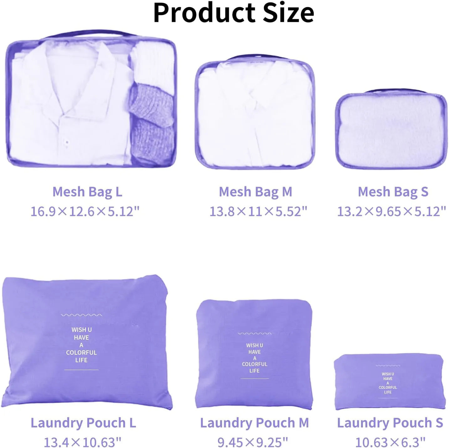 6 Set Compression Packing Cubes For Travel,Lightweight Travel Essentials,Luggage Organizers for Suitcase,Travel Accessories Bags for Clothes,Shoes,Electronics,Cosmetics Toiletries(Pale Purple)