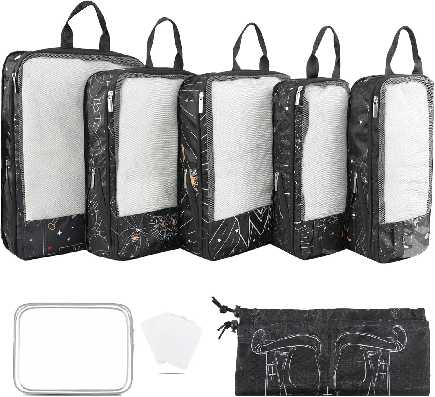 7 Pcs Compression Packing Cubes Travel for Suitcases, Luggage Organizer Lightweight Storage Bags Set for Backpack Travel- Packaging Cubes for Carry-Ons and Storage