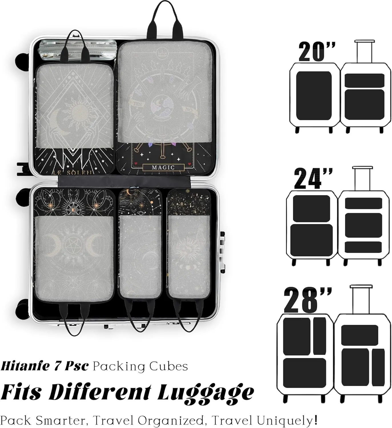 7 Pcs Compression Packing Cubes Travel for Suitcases, Luggage Organizer Lightweight Storage Bags Set for Backpack Travel- Packaging Cubes for Carry-Ons and Storage