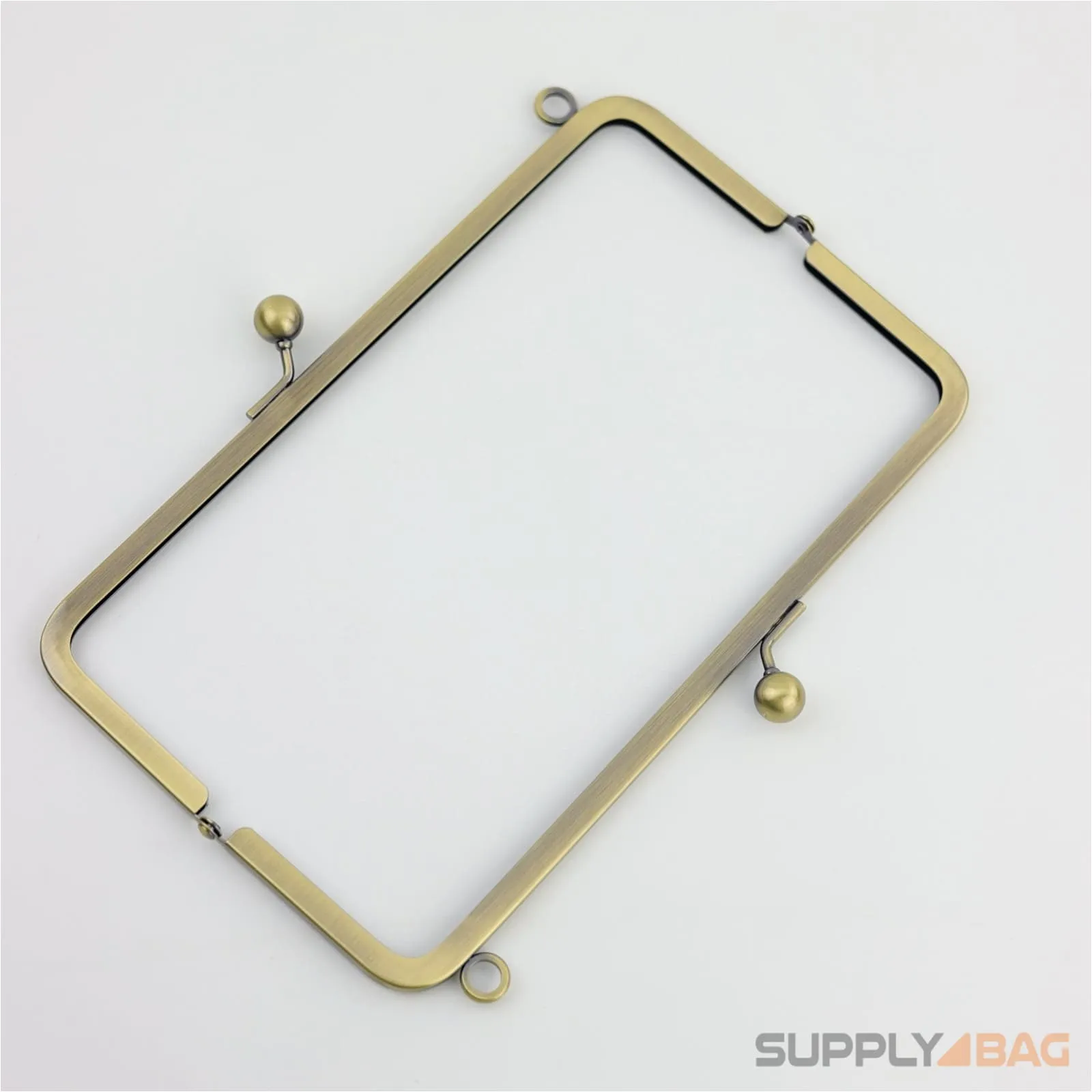8 3/4 x 2 3/4 inch - Large Antique Brass Clutch Frame with Chain Loops Atop