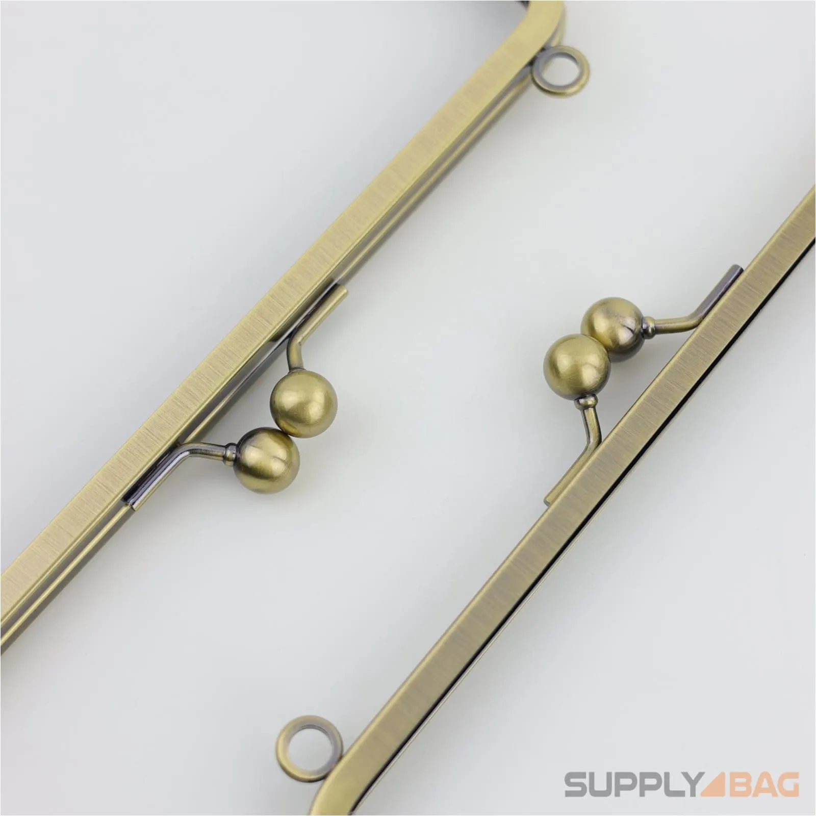 8 3/4 x 2 3/4 inch - Large Antique Brass Clutch Frame with Chain Loops Atop
