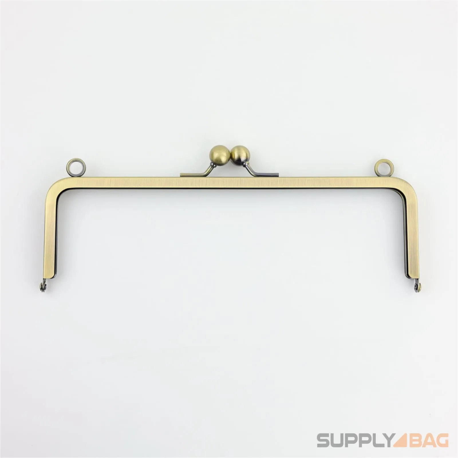 8 3/4 x 2 3/4 inch - Large Antique Brass Clutch Frame with Chain Loops Atop