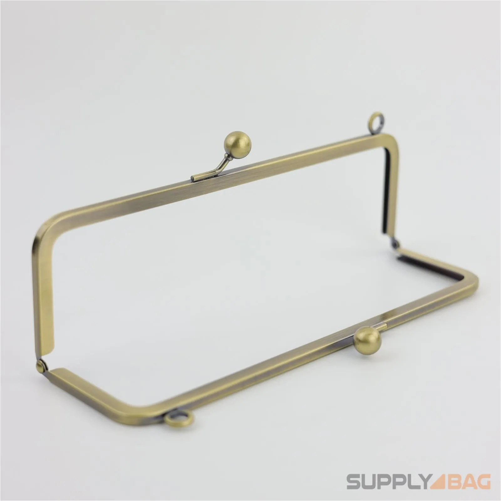 8 3/4 x 2 3/4 inch - Large Antique Brass Clutch Frame with Chain Loops Atop