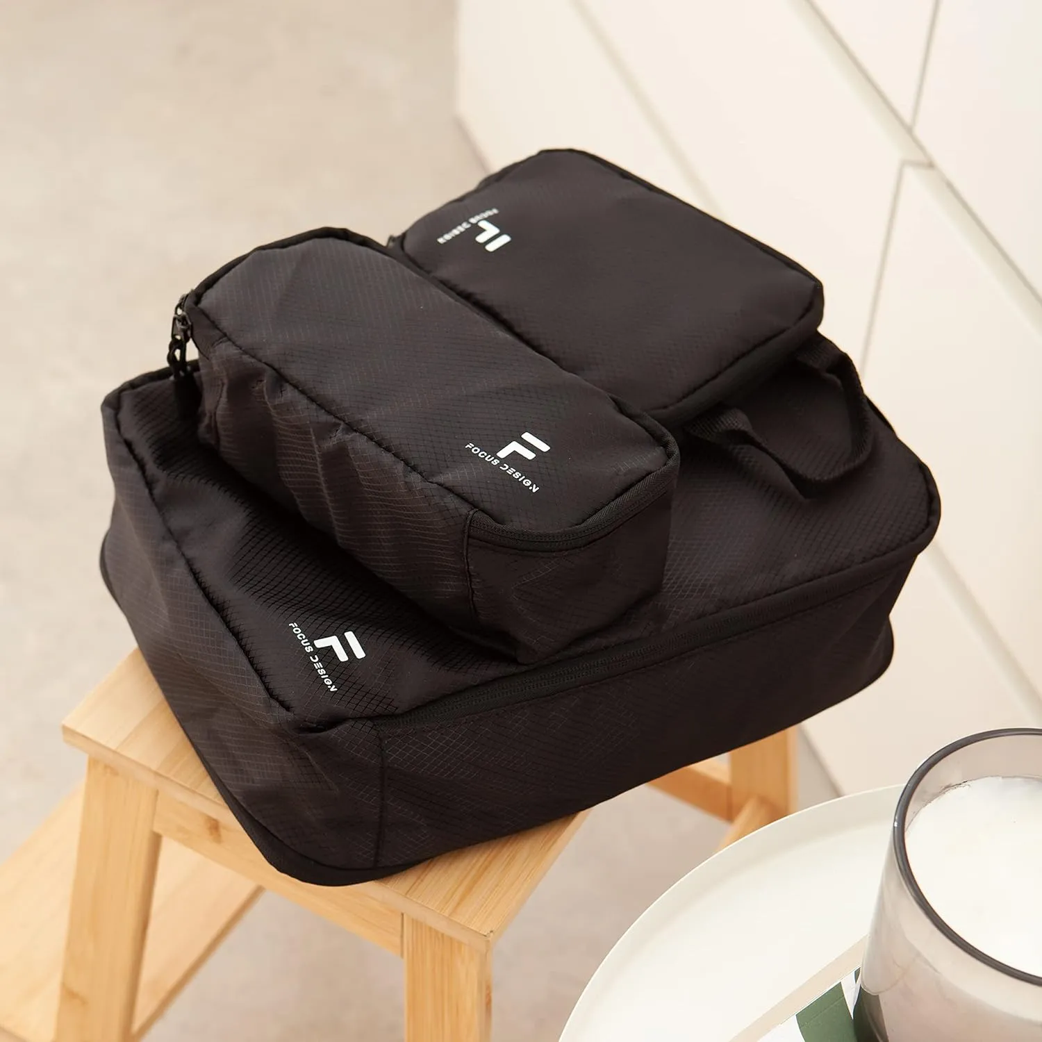 8 Piece Compression Packing Cubes Set - Double Capacity Design for Travel - Small, Medium & Large Sizes - Carry-On Suitcase Organizer Bags (Black)
