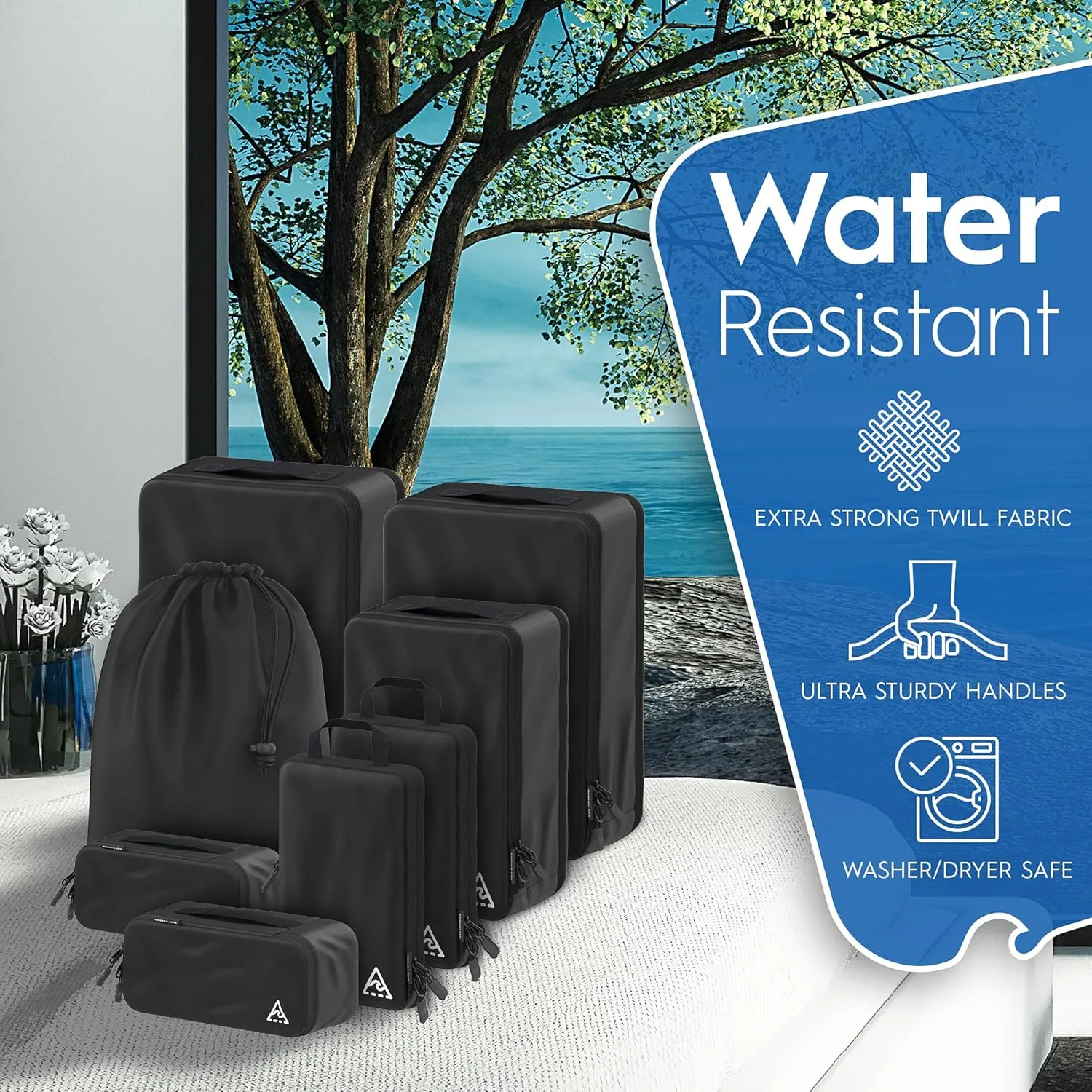 8 Set/4 Set Deluxe Compression Packing Cubes Travel - Maximize Space In Luggage With Patented HybridMax Double Capacity Design, Luxury Compressible Packing Cubes For Travel, Large, Small, & Medium