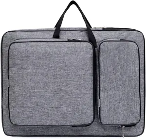 8K Artist Portfolio Carry Backpack Case Versatile Art Bags Waterproof Adjustable Drawing Board Backpack Art Storage Bags for Artworks Painting Drawing Sketching 19.7” x 14.6” x 2.4” (Gray)