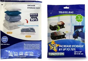 9 Combo Pack Vacuum Storage Bags (5 Jumbo Size 51"X40" and 4 Travel Bags Size 24"X16") for Storage Organization
