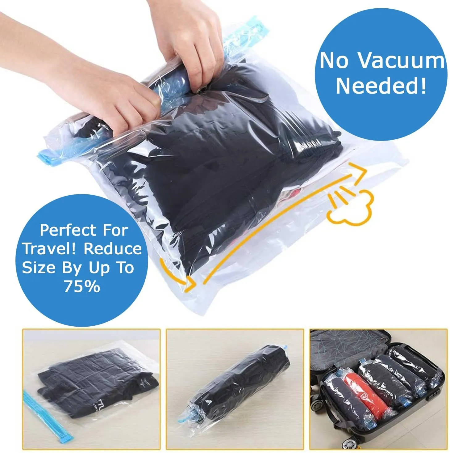 9 Combo Pack Vacuum Storage Bags (5 Jumbo Size 51"X40" and 4 Travel Bags Size 24"X16") for Storage Organization