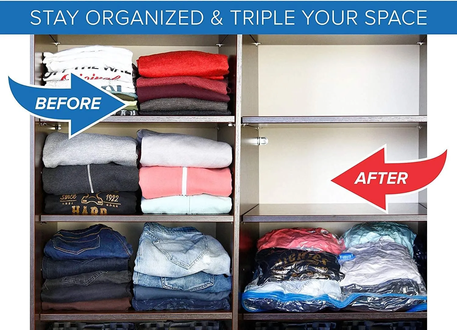 9 Combo Pack Vacuum Storage Bags (5 Jumbo Size 51"X40" and 4 Travel Bags Size 24"X16") for Storage Organization
